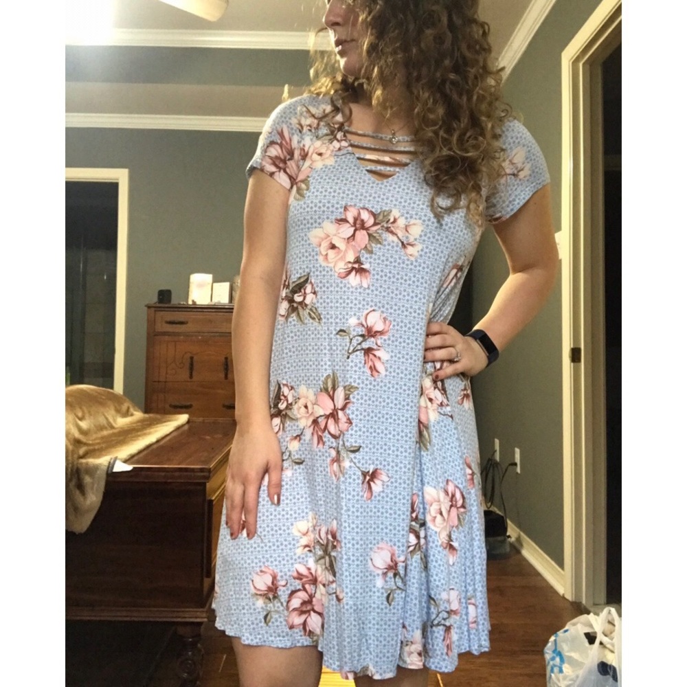 Baby Blue Floral Dress